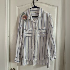 Standard Grace Women’s Striped Embroidered Button Up Sz XL. Jan-136